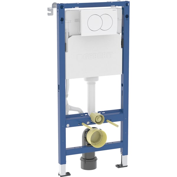 Geberit Duofix element for wall-hung WC, 112 cm, with Delta concealed cistern 12 cm and Delta01 flush plate, round design