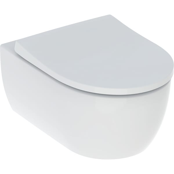 Geberit iCon wall-hung WC set with bidet function, washdown, shrouded, Rimfree, with WC seat